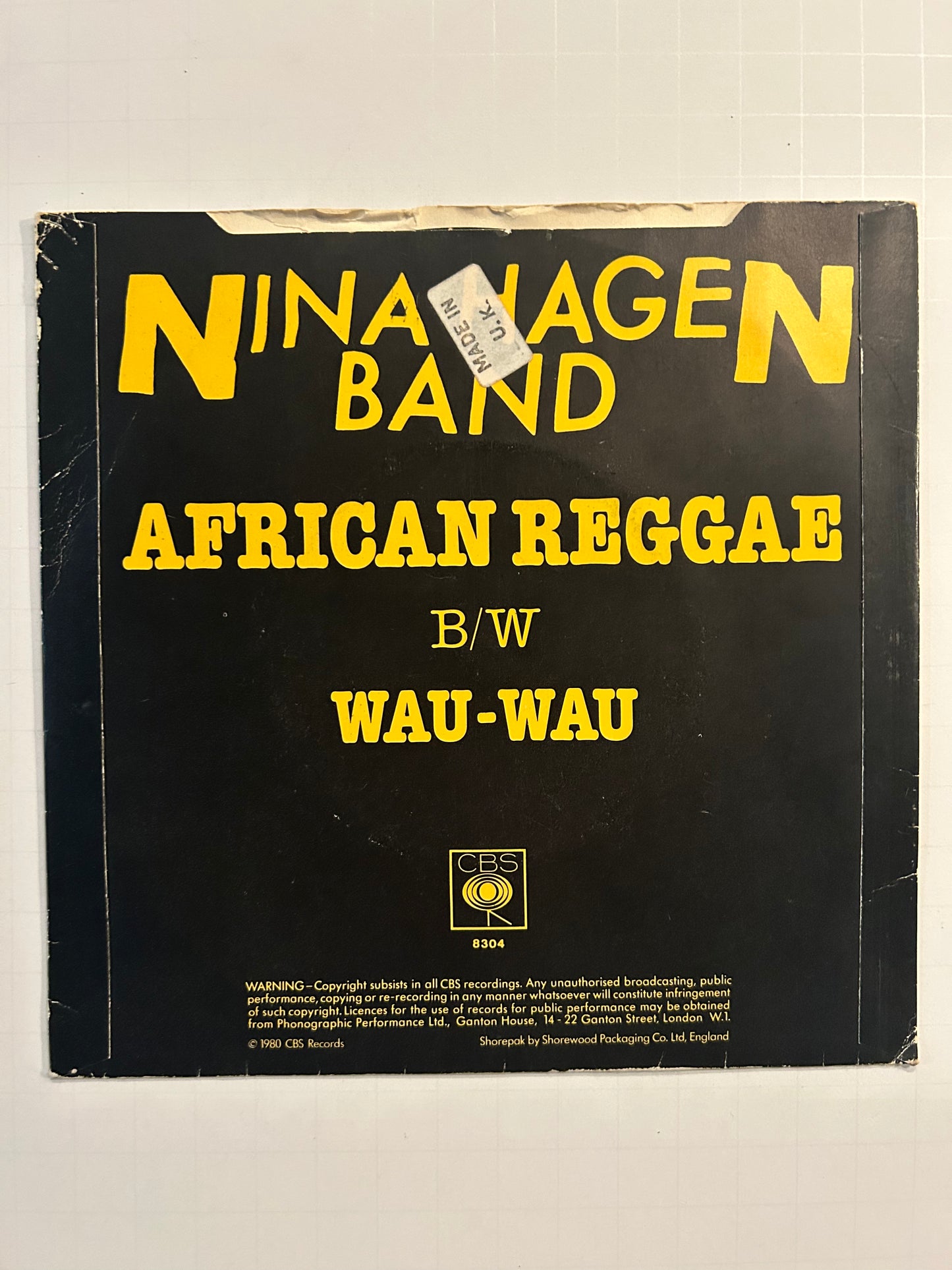 Nina Hagen Band “African Reggae / Wau-Wau” 7”