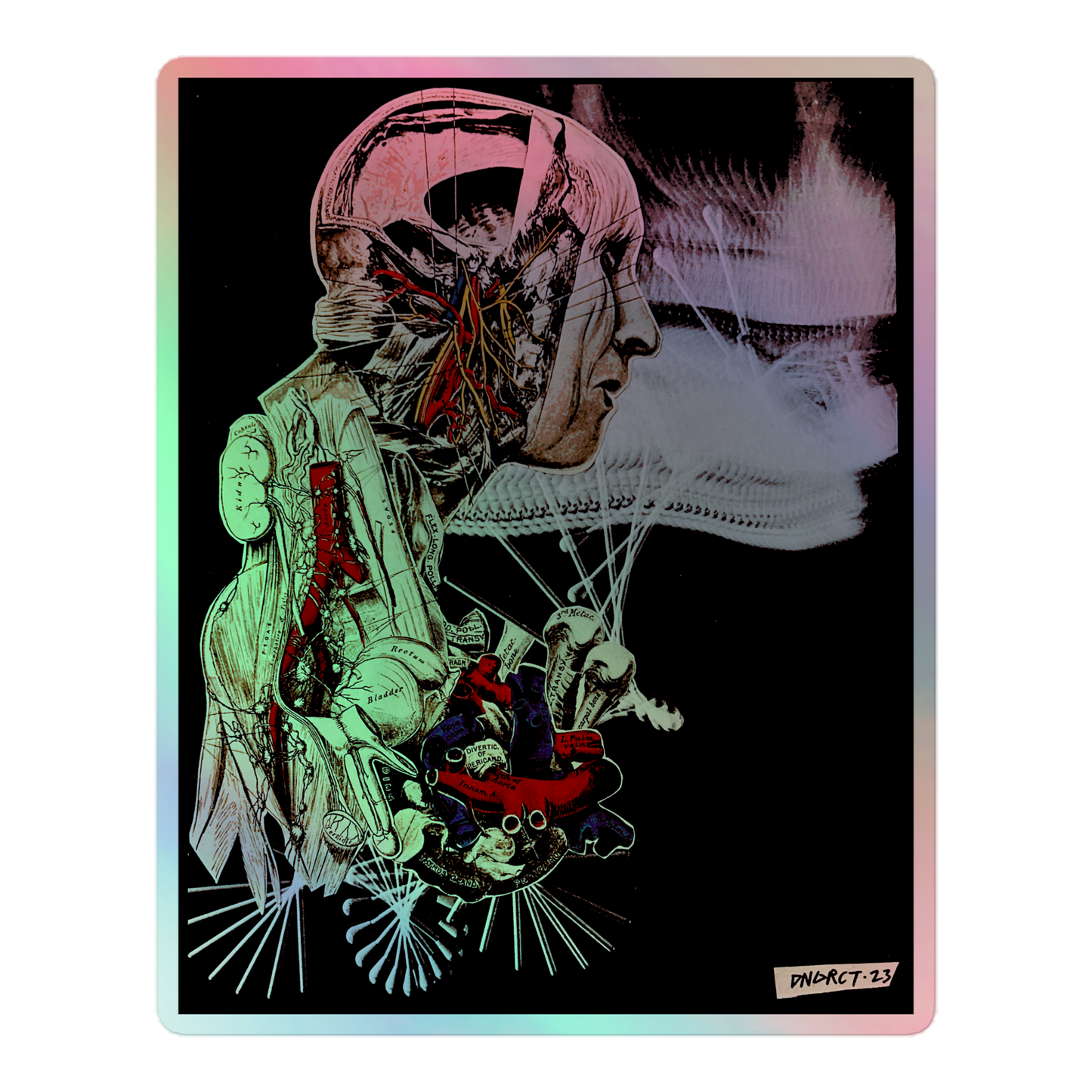 DNGRCT "Humanoid Android Morgue" Holographic 5"x5" Stickers