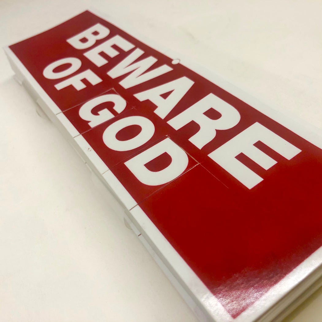 Edward Colver "Beware of God" Bumper Sticker (1985/2020)