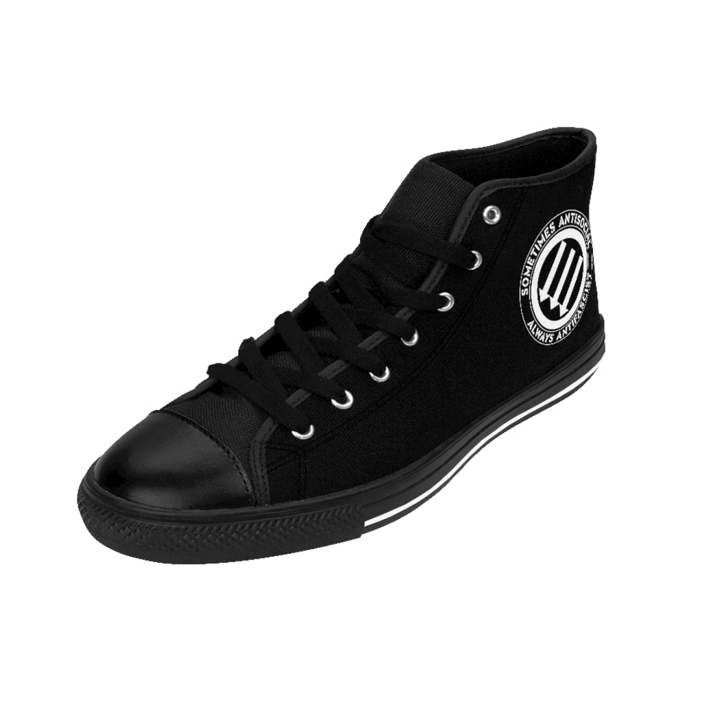 Stealworks "Sometimes Antisocial Always Antifascist B/W" Grrl's High-top Sneakers