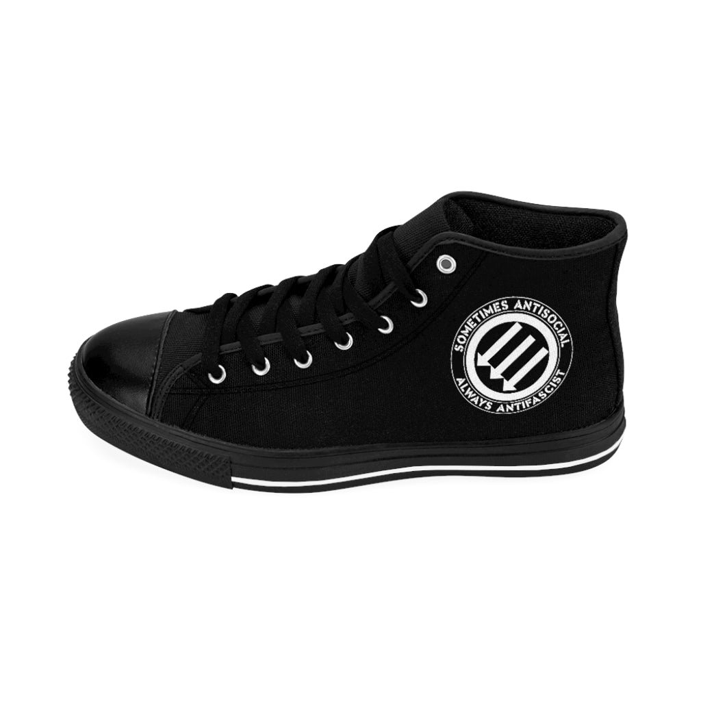 Stealworks "Sometimes Antisocial Always Antifascist B/W" Men's High-top Sneakers