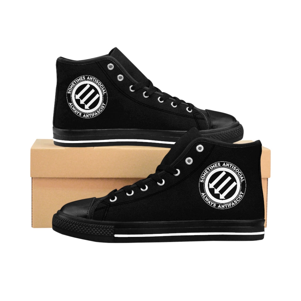 Stealworks "Sometimes Antisocial Always Antifascist B/W" Men's High-top Sneakers