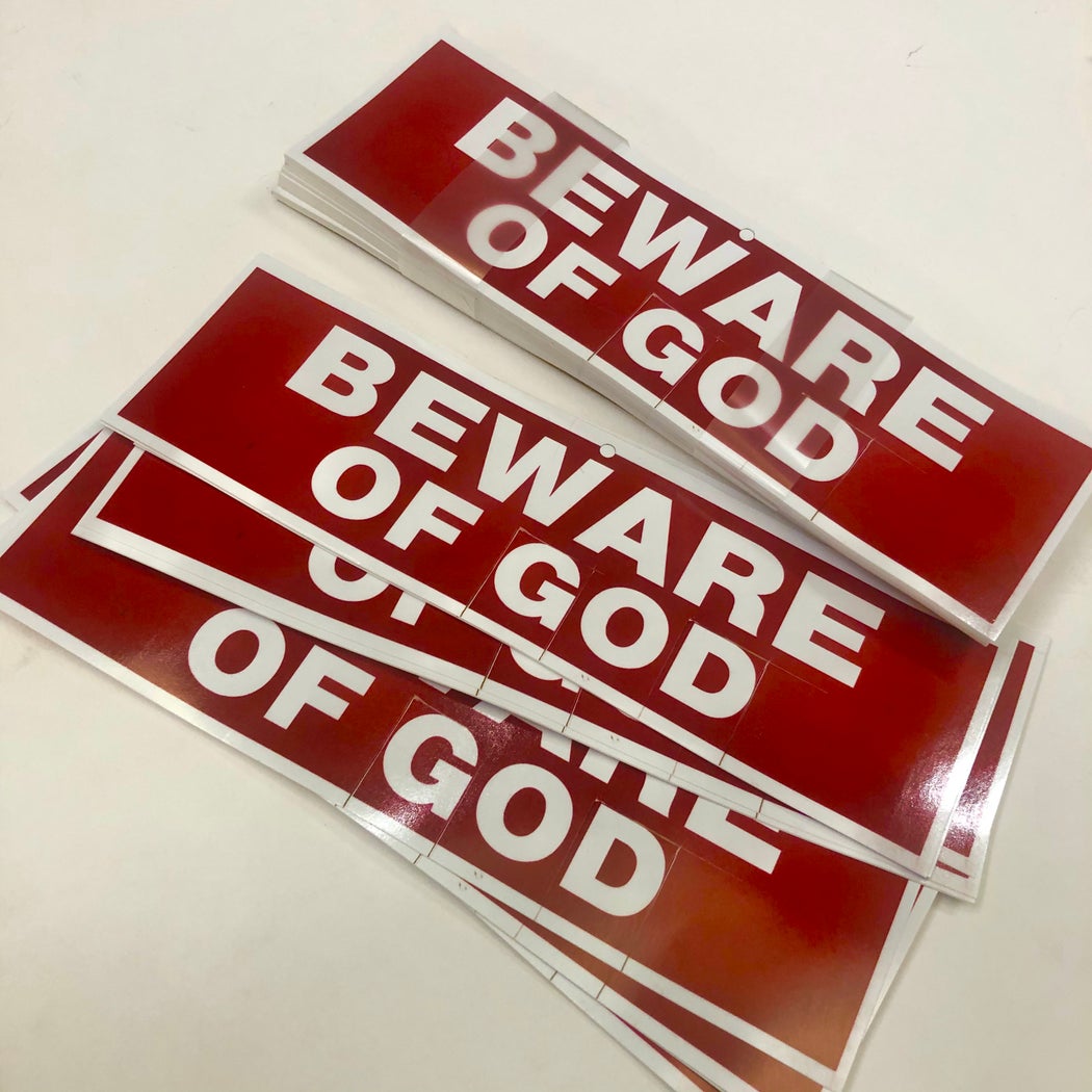 Edward Colver "Beware of God" Bumper Sticker (1985/2020)