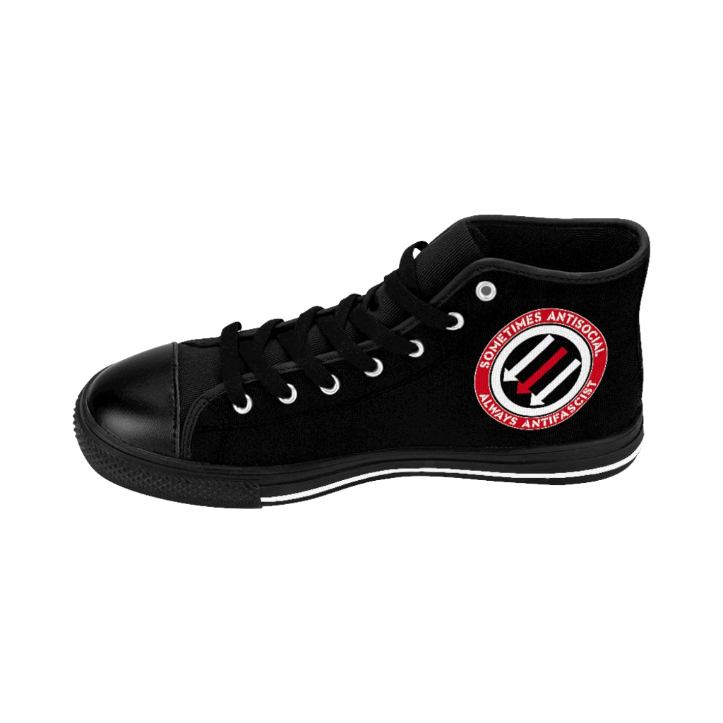 Stealworks "Sometimes Antisocial Always Antifascist" Grrl's High-top Sneakers