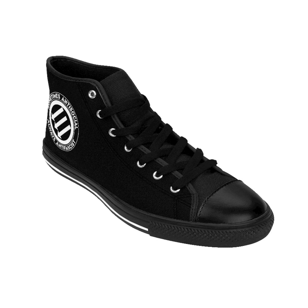 Stealworks "Sometimes Antisocial Always Antifascist B/W" Grrl's High-top Sneakers