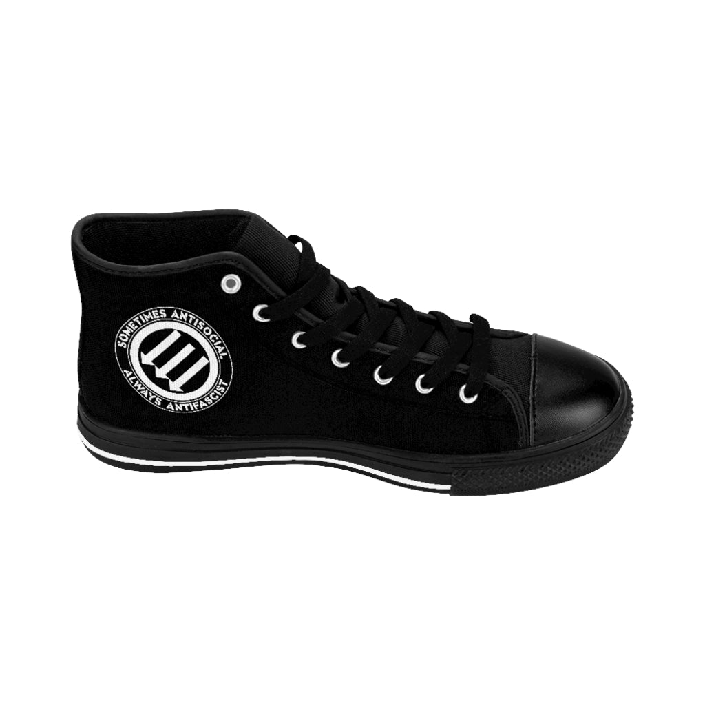 Stealworks "Sometimes Antisocial Always Antifascist B/W" Men's High-top Sneakers