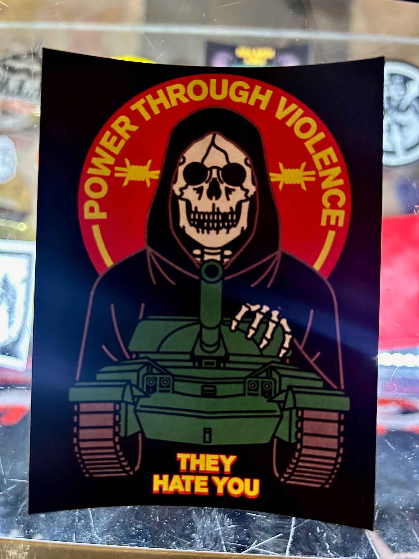 "Power Through Violence" Sticker by Death/Traitors