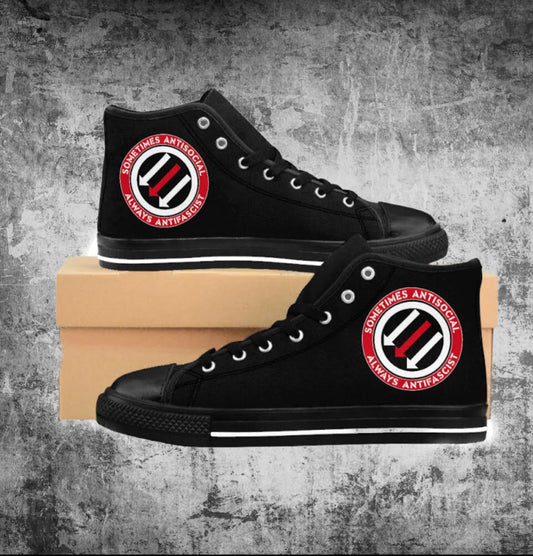 Stealworks "Sometimes Antisocial Always Antifascist" Men's High-top Sneakers