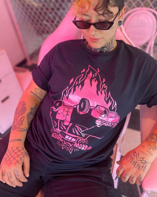 Girl Mobb "Burning Cop Car" T-shirt