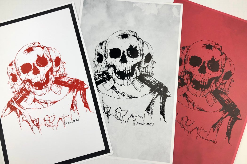 Martin H "Three Skulls" White & Red Poster