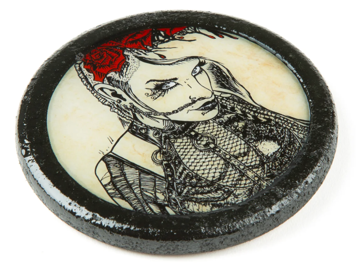 Dave Glass "Bloody Rose Deathrock Ghoul" Resin Coaster