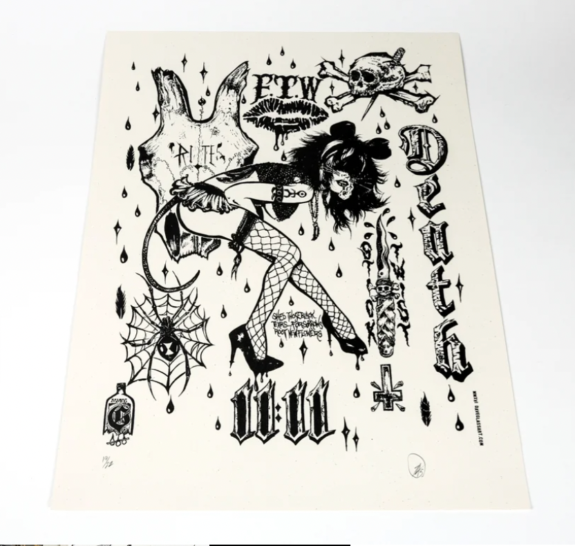 Dave Glass "FTW Deathrock 11:11 Mousey" Silkscreen Print