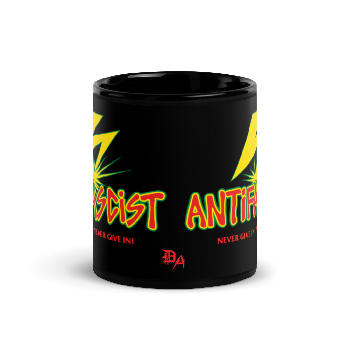 Stealworks "Never Give In" Black Gloss Mug