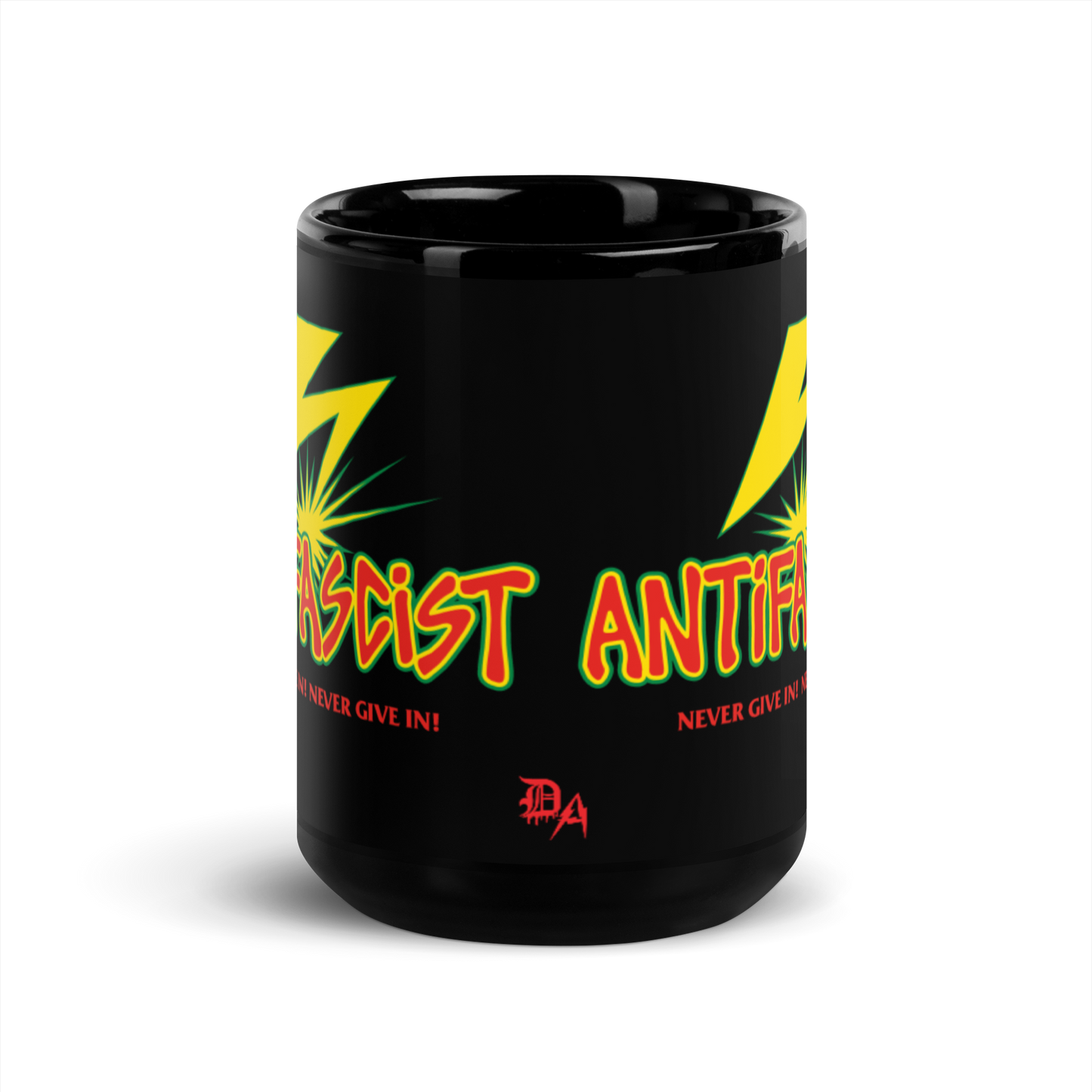 Stealworks "Never Give In" Black Gloss Mug