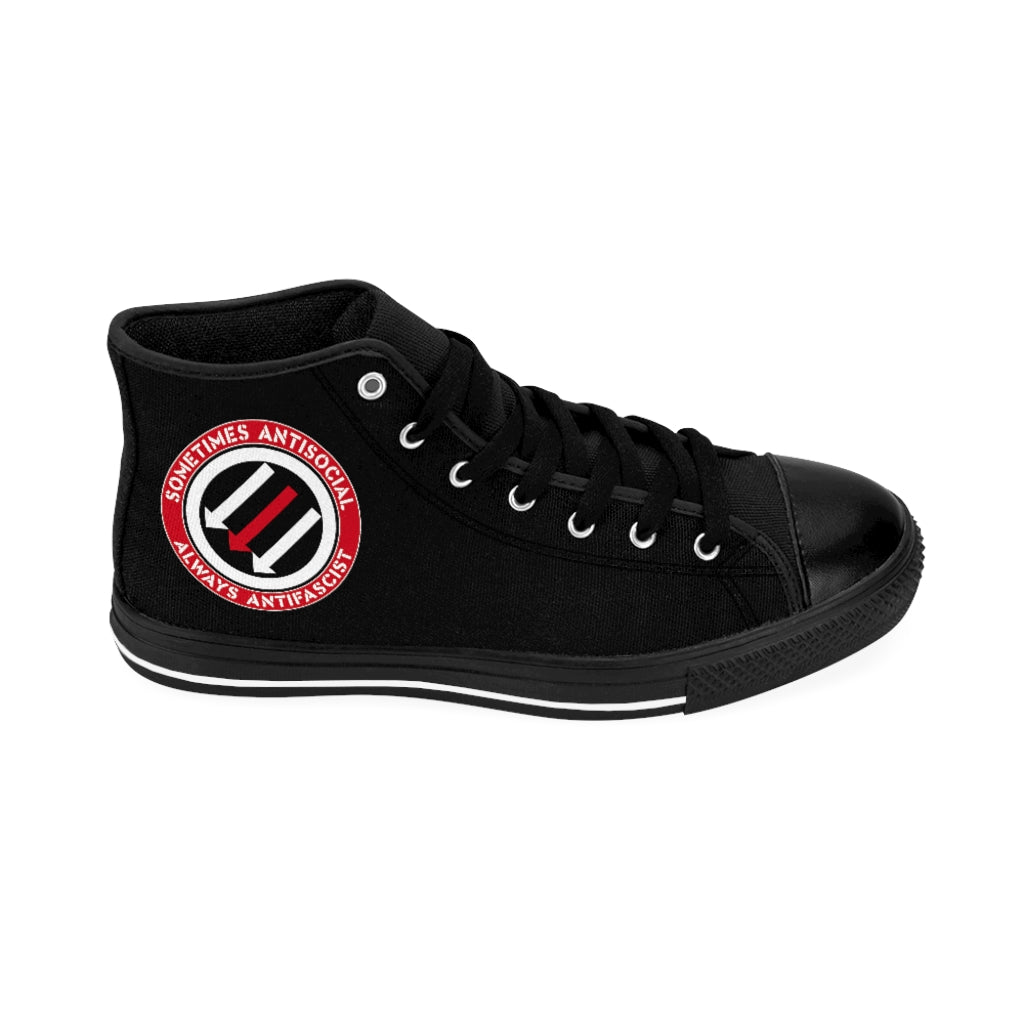 Stealworks "Sometimes Antisocial Always Antifascist" Grrl's High-top Sneakers