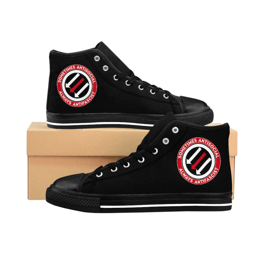 Stealworks "Sometimes Antisocial Always Antifascist" Grrl's High-top Sneakers