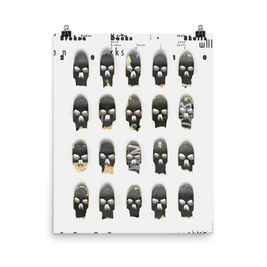Beto Janz "Broken Deck Skulls" Black Poster