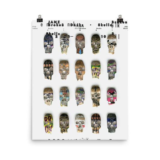 Beto Janz "Broken Deck Skulls" Color Poster