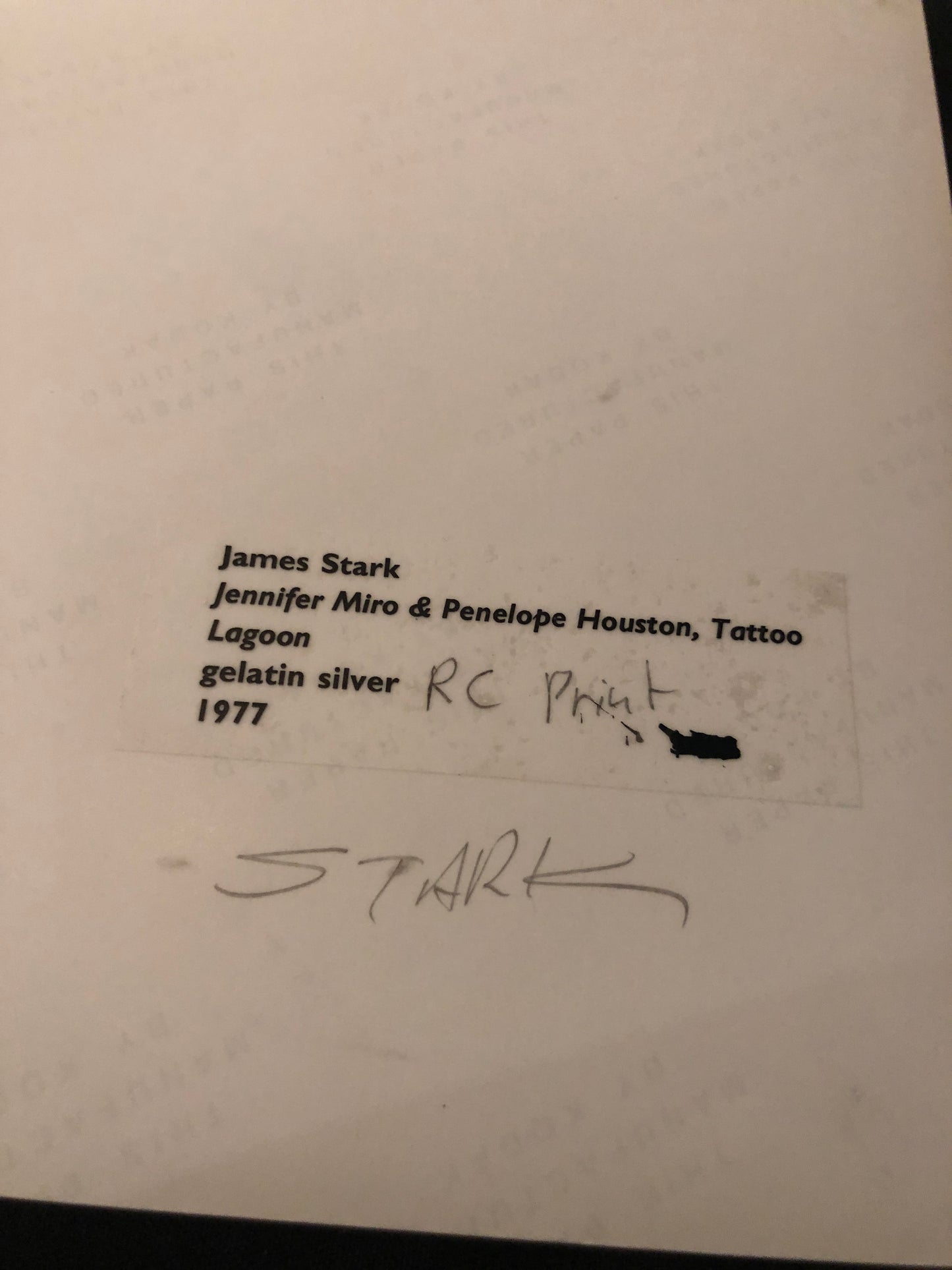 James Stark "Jennifer & Penelope, Tattoo" RC Print