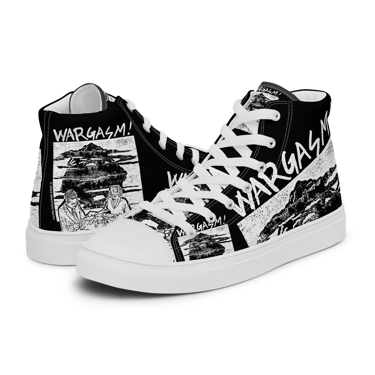 Winston Smith "Wargasm!" Men’s high top canvas shoes