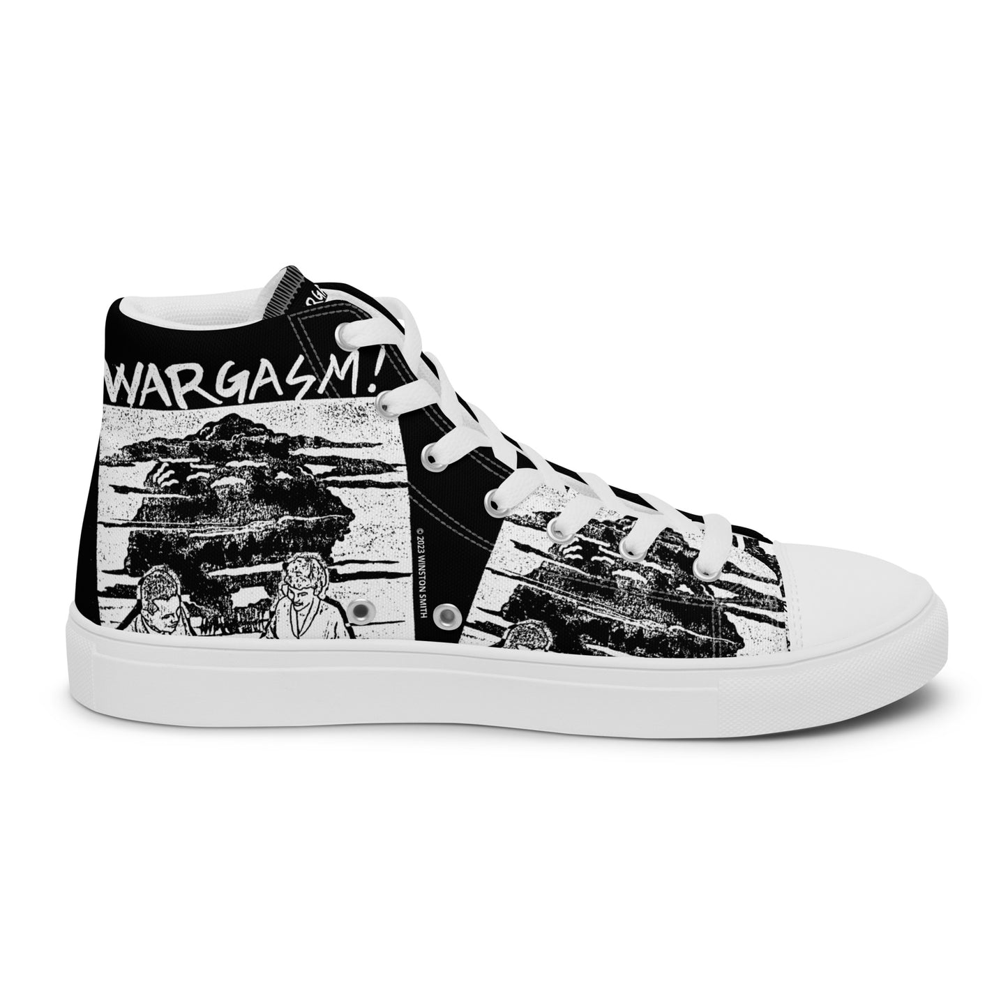 Winston Smith "Wargasm!" Men’s high top canvas shoes