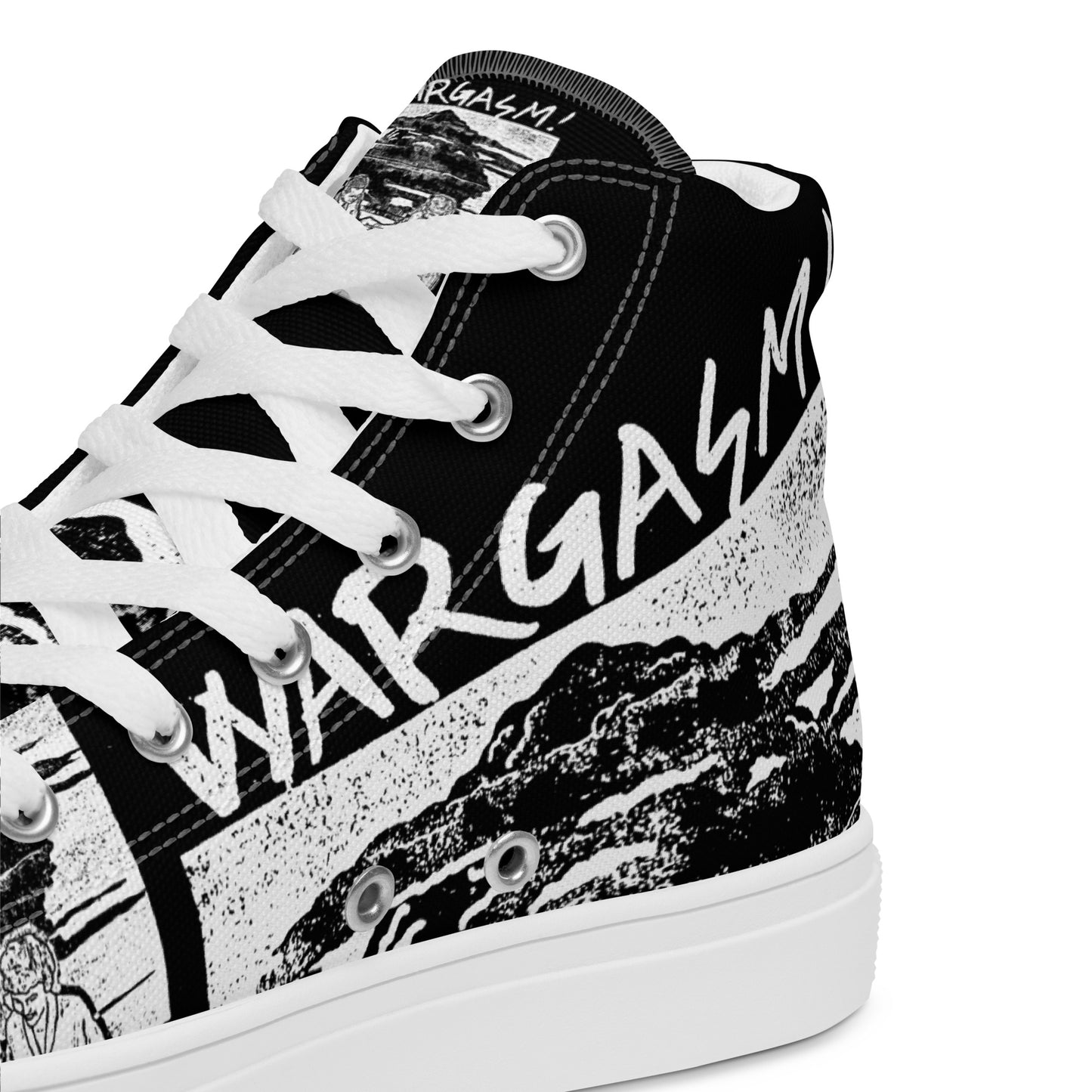 Winston Smith "Wargasm!" Men’s high top canvas shoes