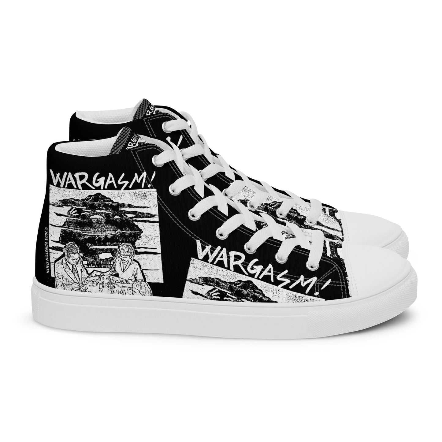 Winston Smith "Wargasm!" Men’s high top canvas shoes