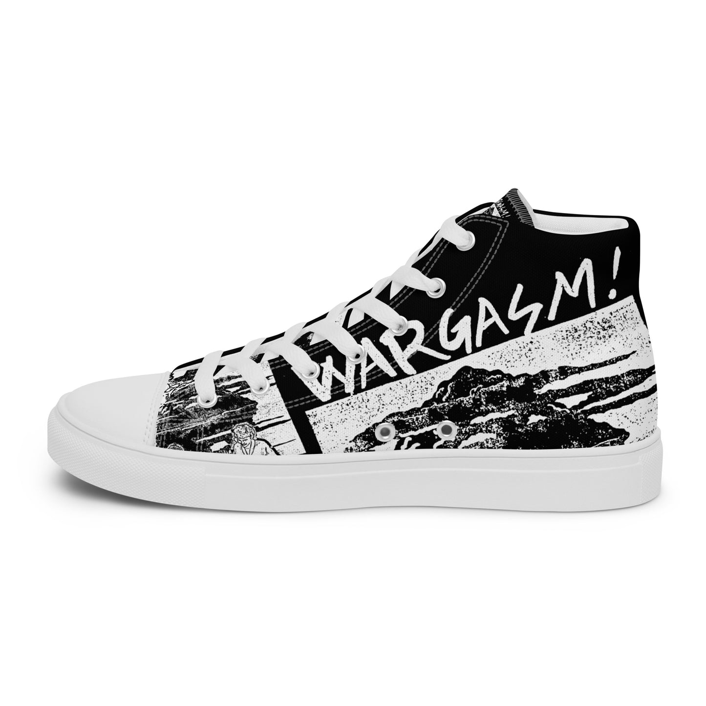 Winston Smith "Wargasm!" Men’s high top canvas shoes