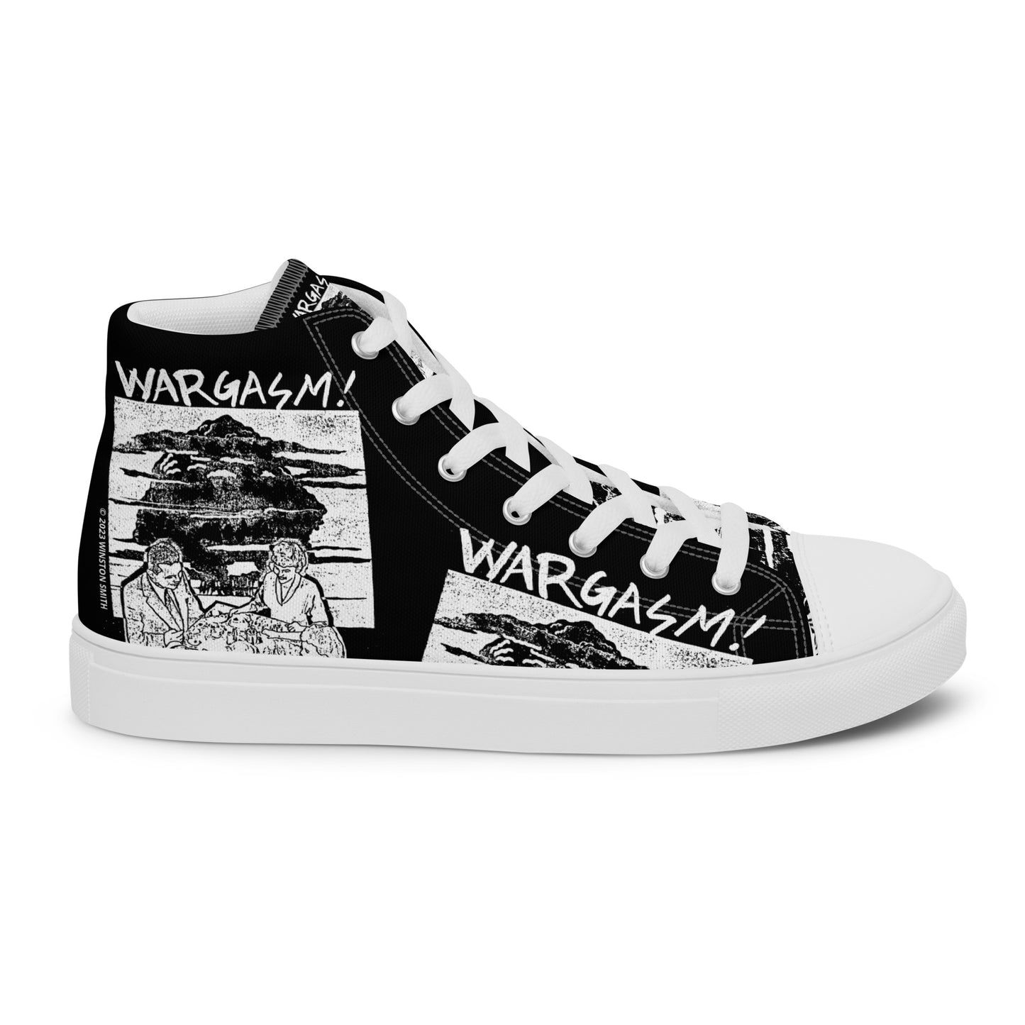 Winston Smith "Wargasm!" Men’s high top canvas shoes