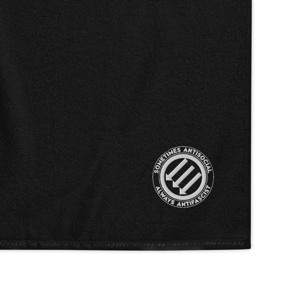 Stealworks "Sometimes Antisocial / Always Antifascist" Embroidered Turkish cotton towel