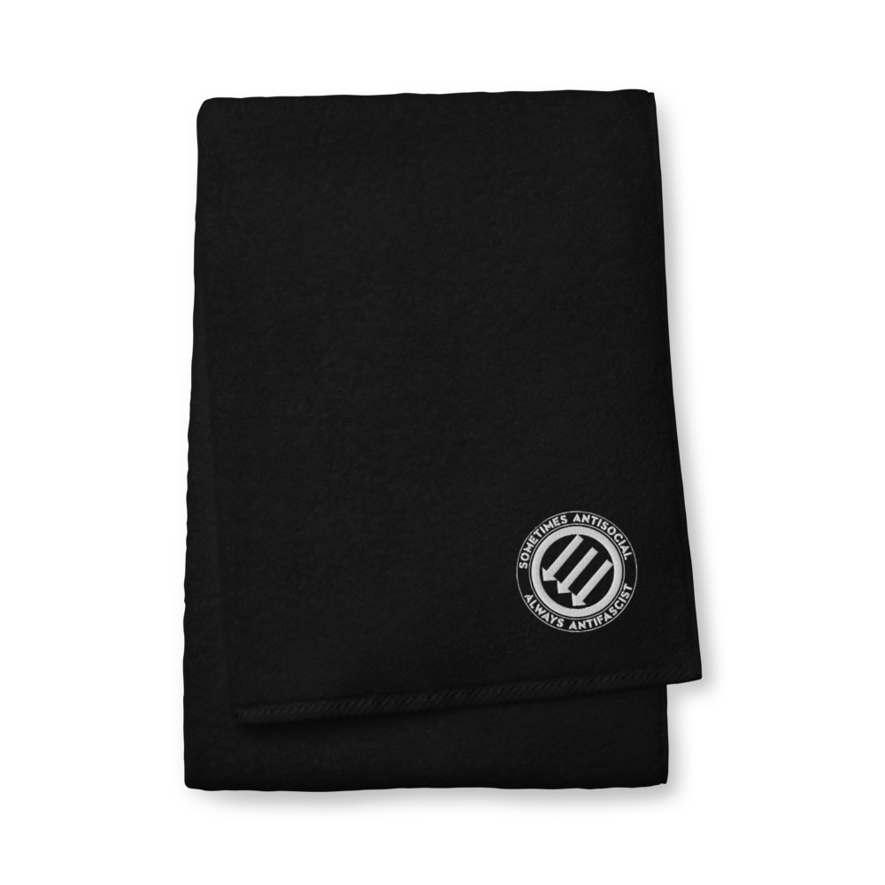Stealworks "Sometimes Antisocial / Always Antifascist" Embroidered Turkish cotton towel