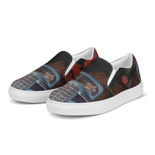 Winston Smith "Satan is my Co-Pilot" Women's Slip on Shoes