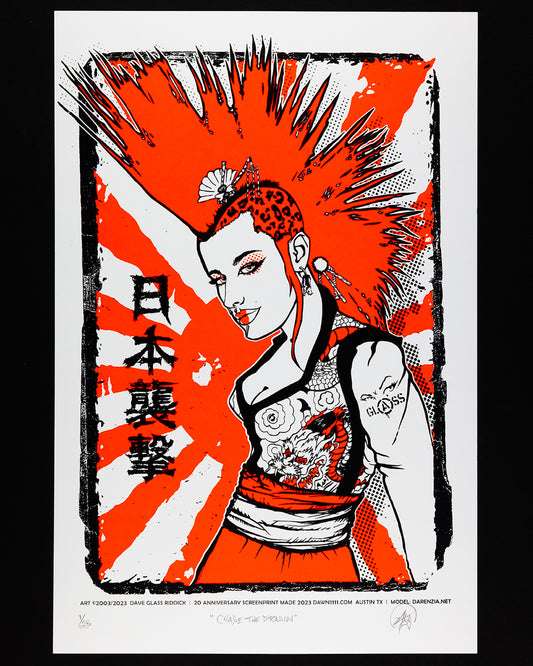 Dave Glass "Chase The Dragon Mohican Geisha Punk" Silkscreen Print