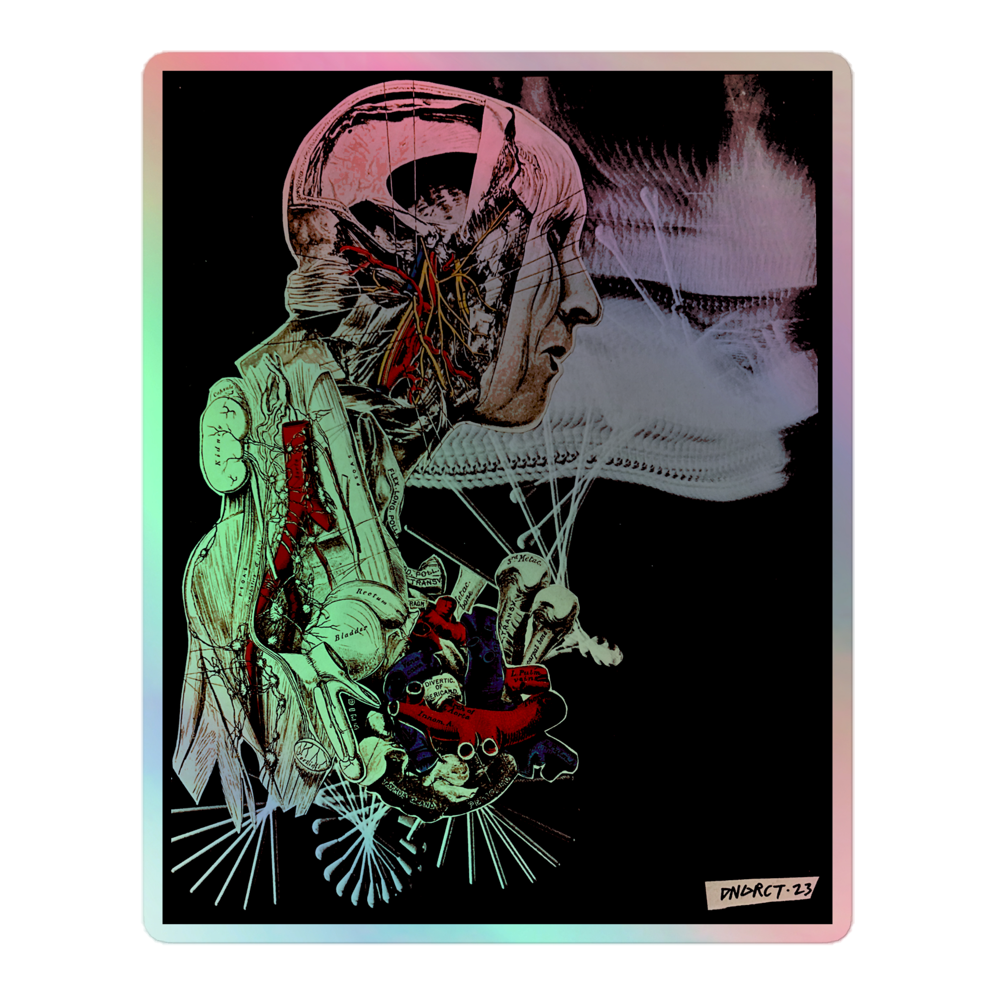 DNGRCT "Humanoid Android Morgue" Holographic 5"x5" Stickers