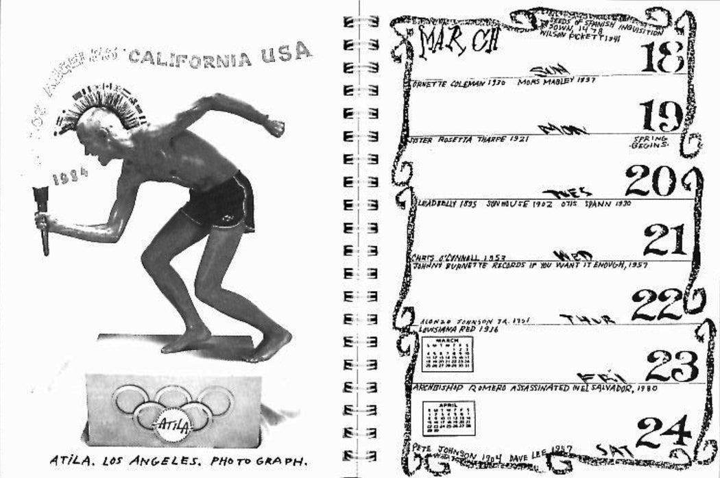 "The 1984 Calendar of Olympic Games, Music & Orwellian Dates" by Michael Hyatt & Exene Cervenka + 53 Mail Artists from Around The World