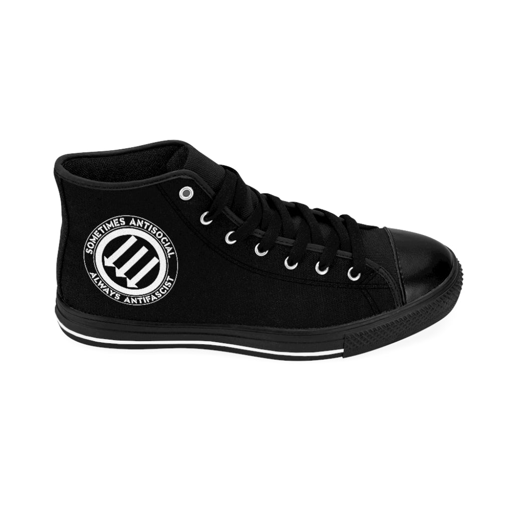 Stealworks "Sometimes Antisocial Always Antifascist B/W" Grrl's High-top Sneakers