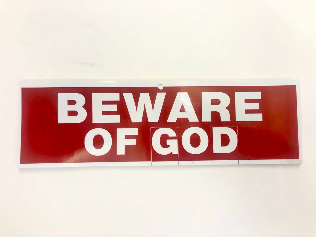 Edward Colver "Beware of God" Bumper Sticker (1985/2020)