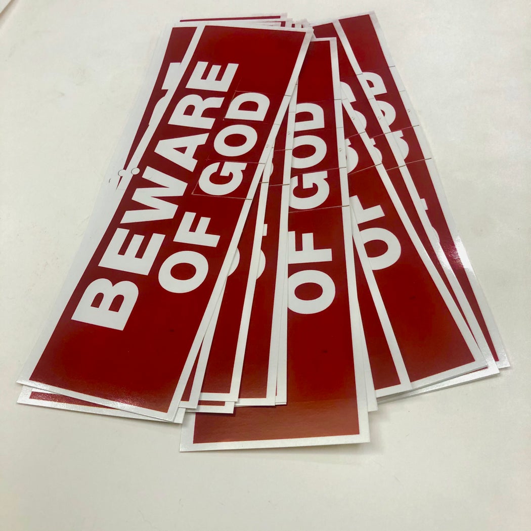 Edward Colver "Beware of God" Bumper Sticker (1985/2020)