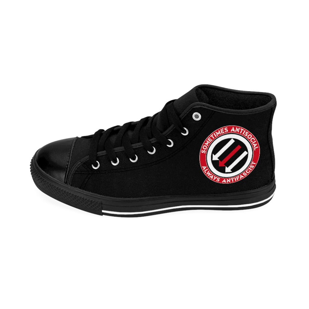 Stealworks "Sometimes Antisocial Always Antifascist" Grrl's High-top Sneakers
