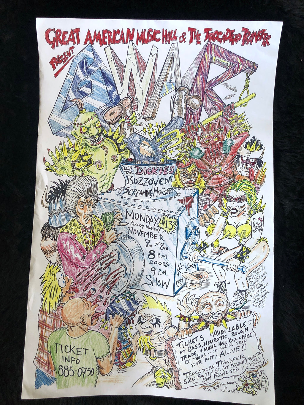 Winston Smith "GWAR, The Dickies Flyer" (1994) Original Drawing