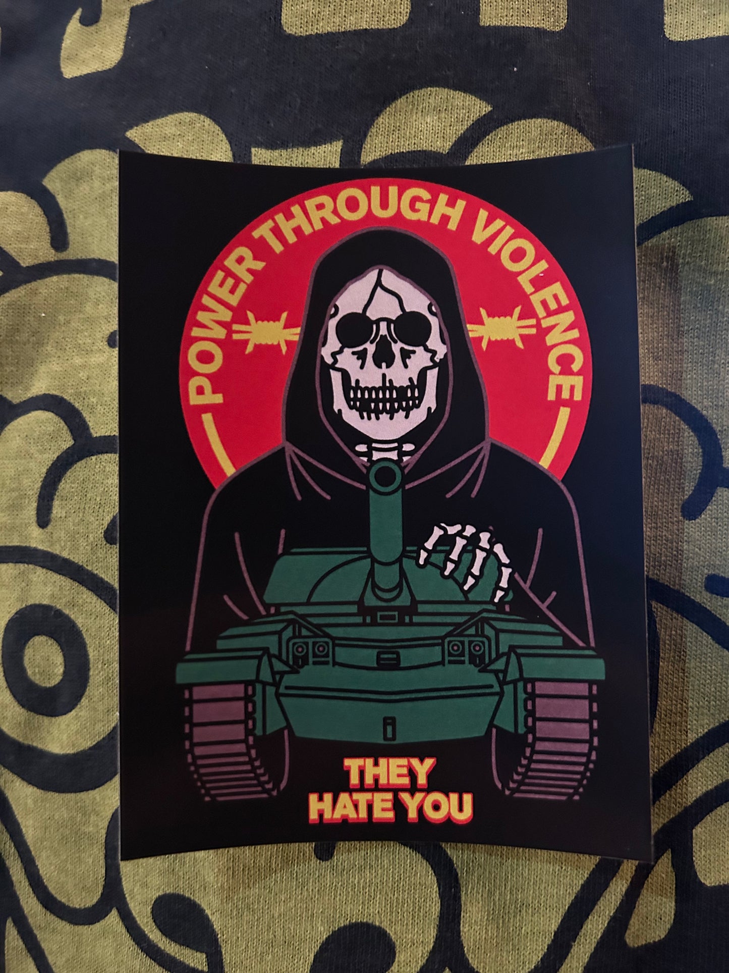 "Power Through Violence" Sticker by Death/Traitors