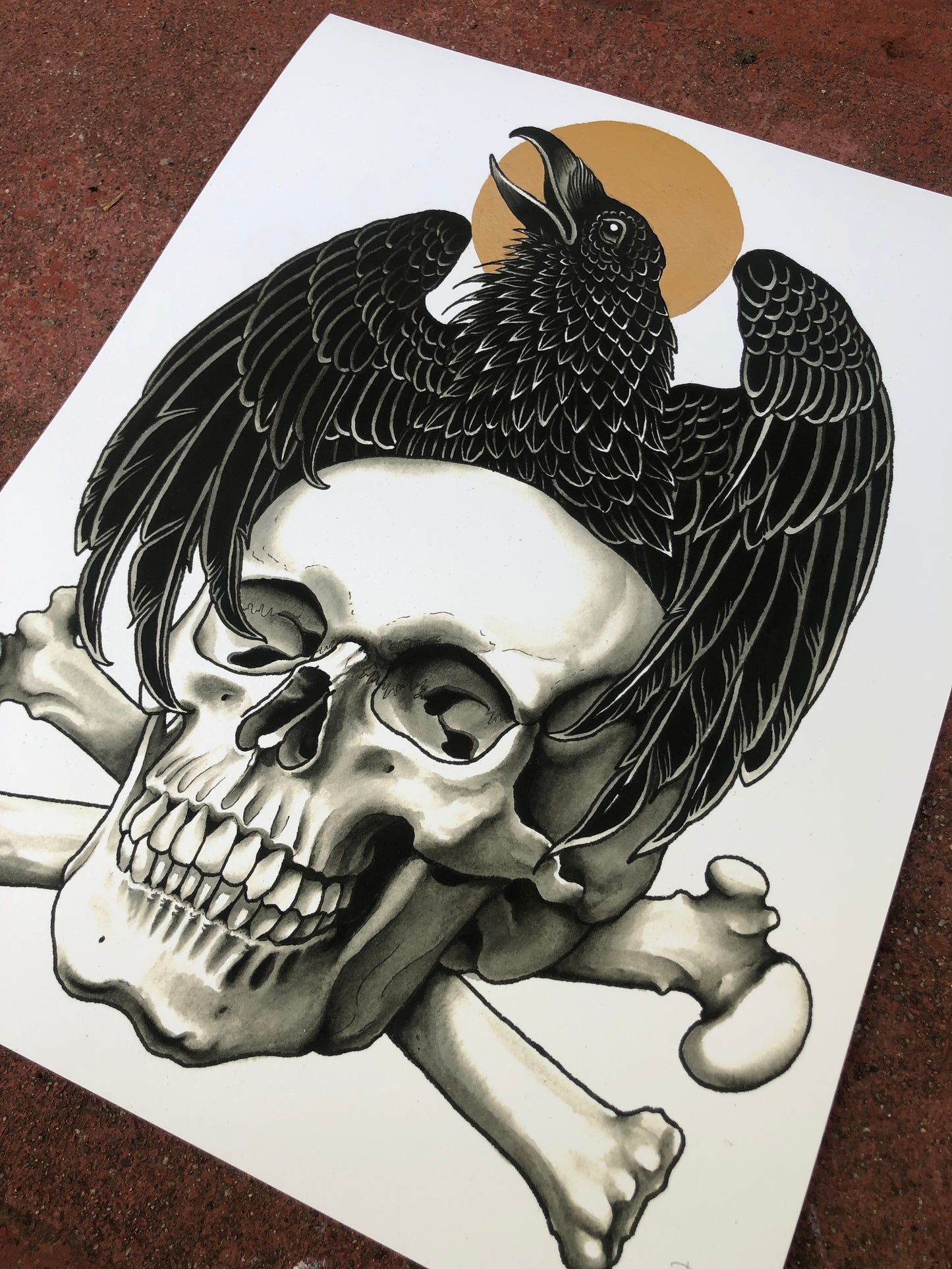 Phil Geck "Crow and Skull" Print (2021)