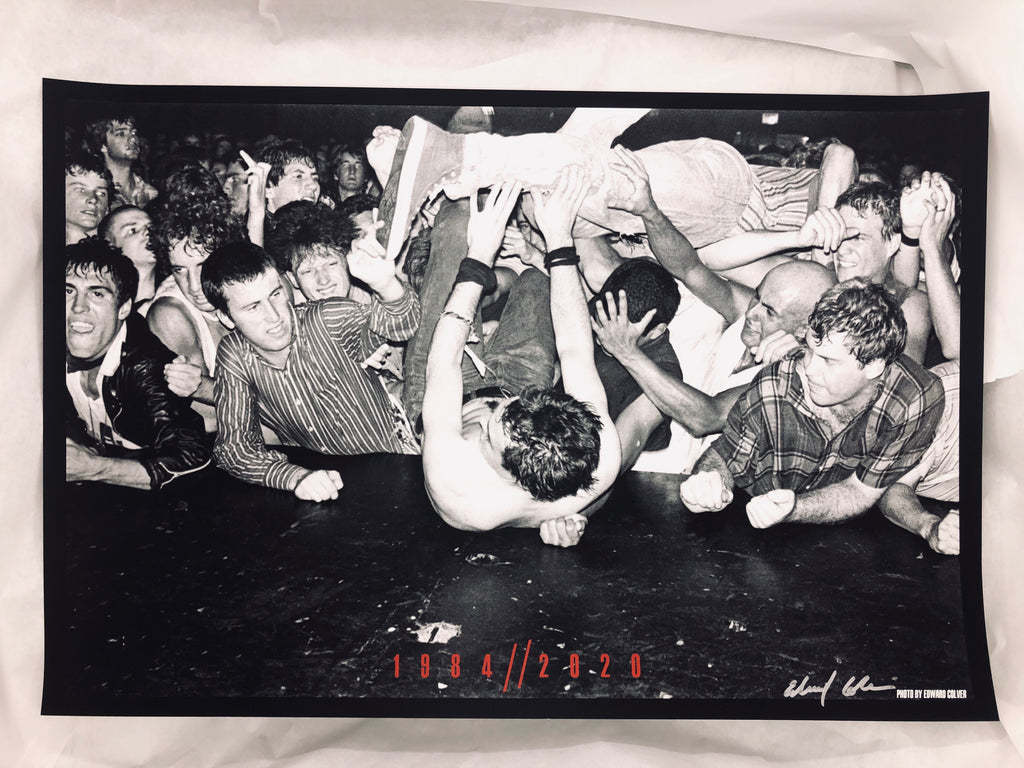 Edward Colver "Jello Biafra of Dead Kennedys w/ Crowd" (1983)