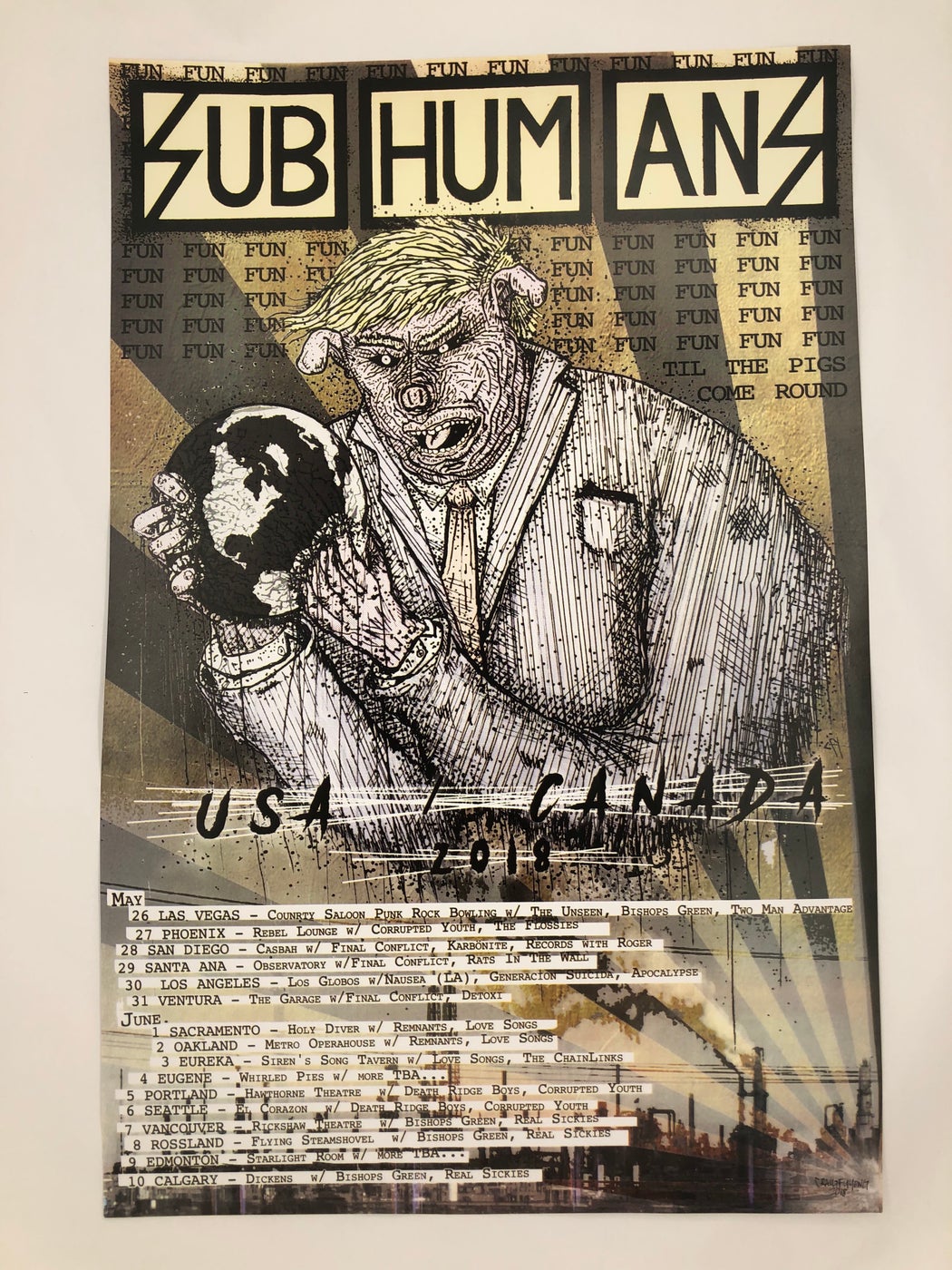 DNGRCT "Subhumans West Coast Tour 2018" Poster