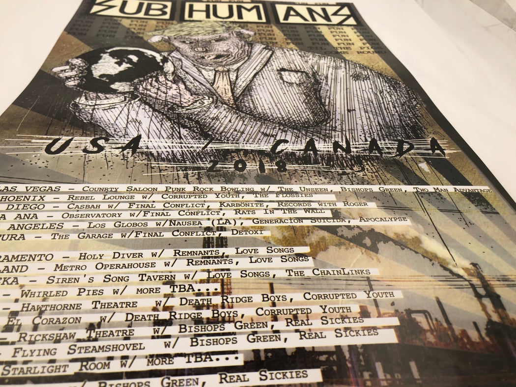 DNGRCT "Subhumans West Coast Tour 2018" Poster