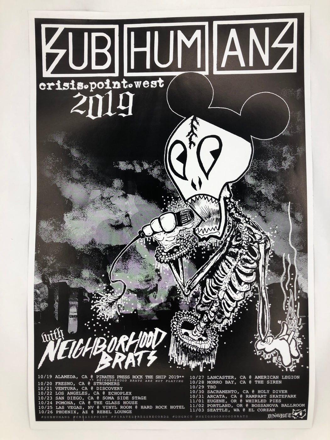 DNGRCT "Subhumans Crisis Point West Coast Tour 2019" Poster
