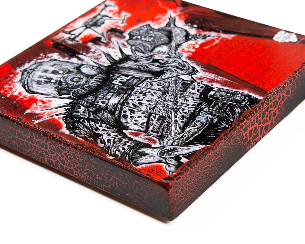 Dave Glass "End Human Pestilence" Antique Wood Plaque