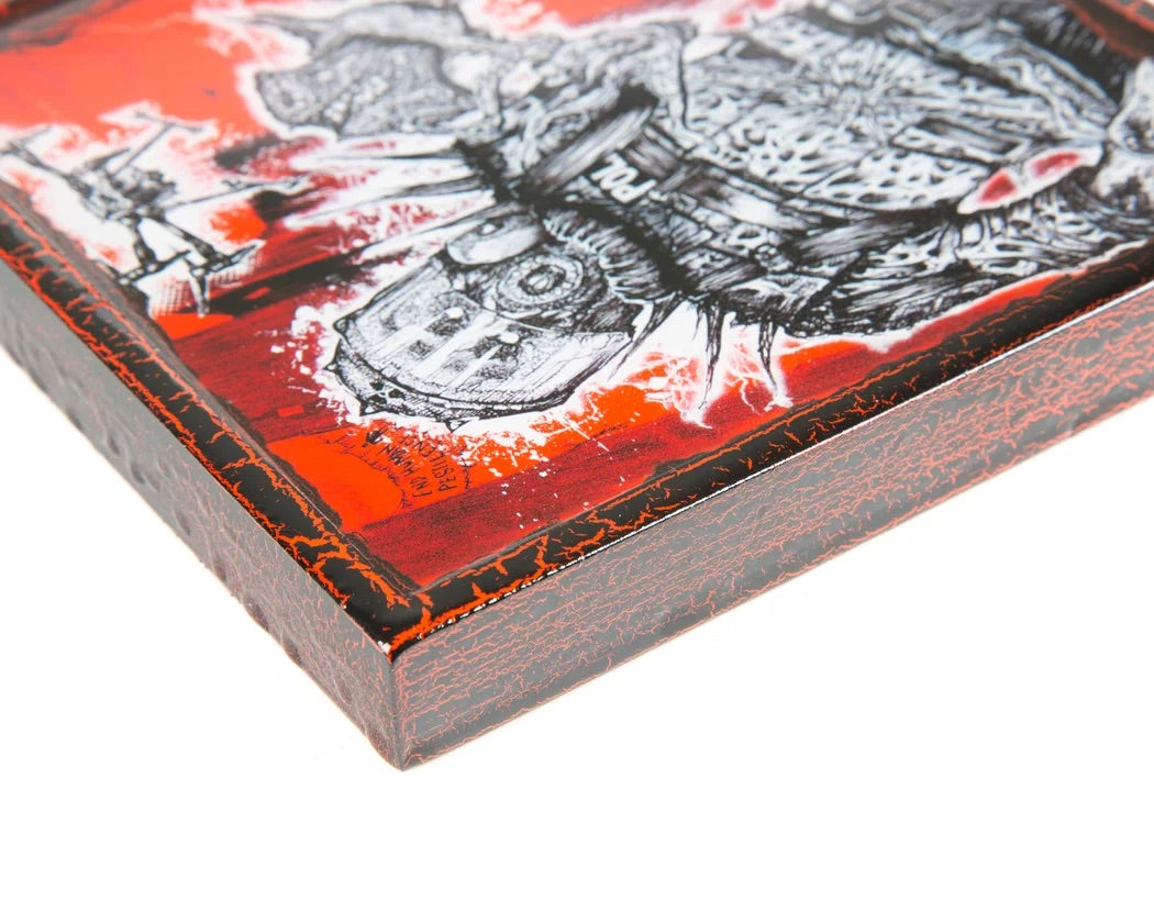 Dave Glass "End Human Pestilence" Antique Wood Plaque