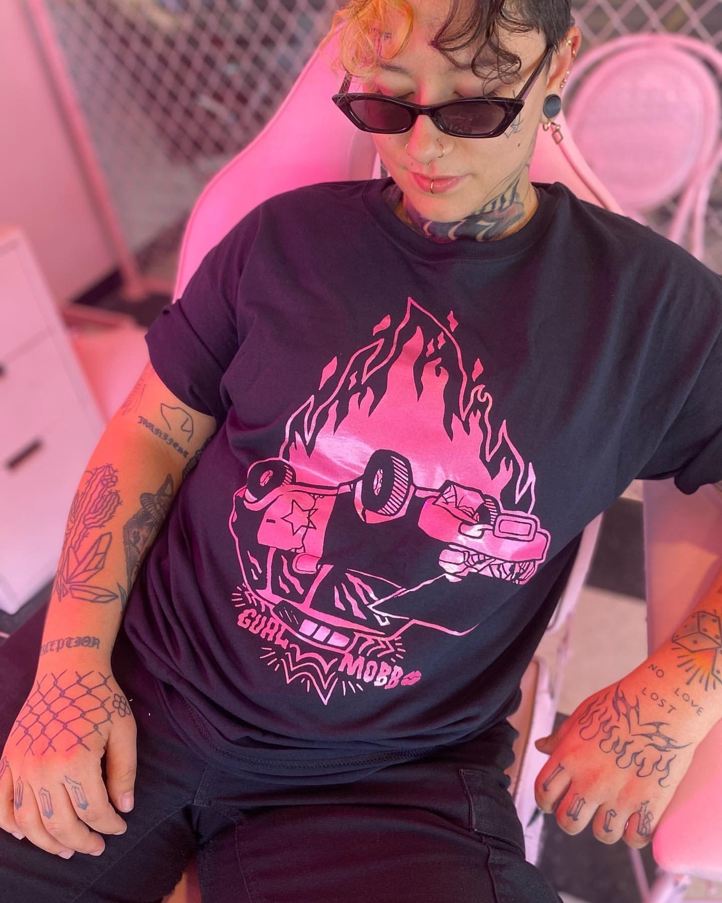 Girl Mobb "Burning Cop Car" T-shirt