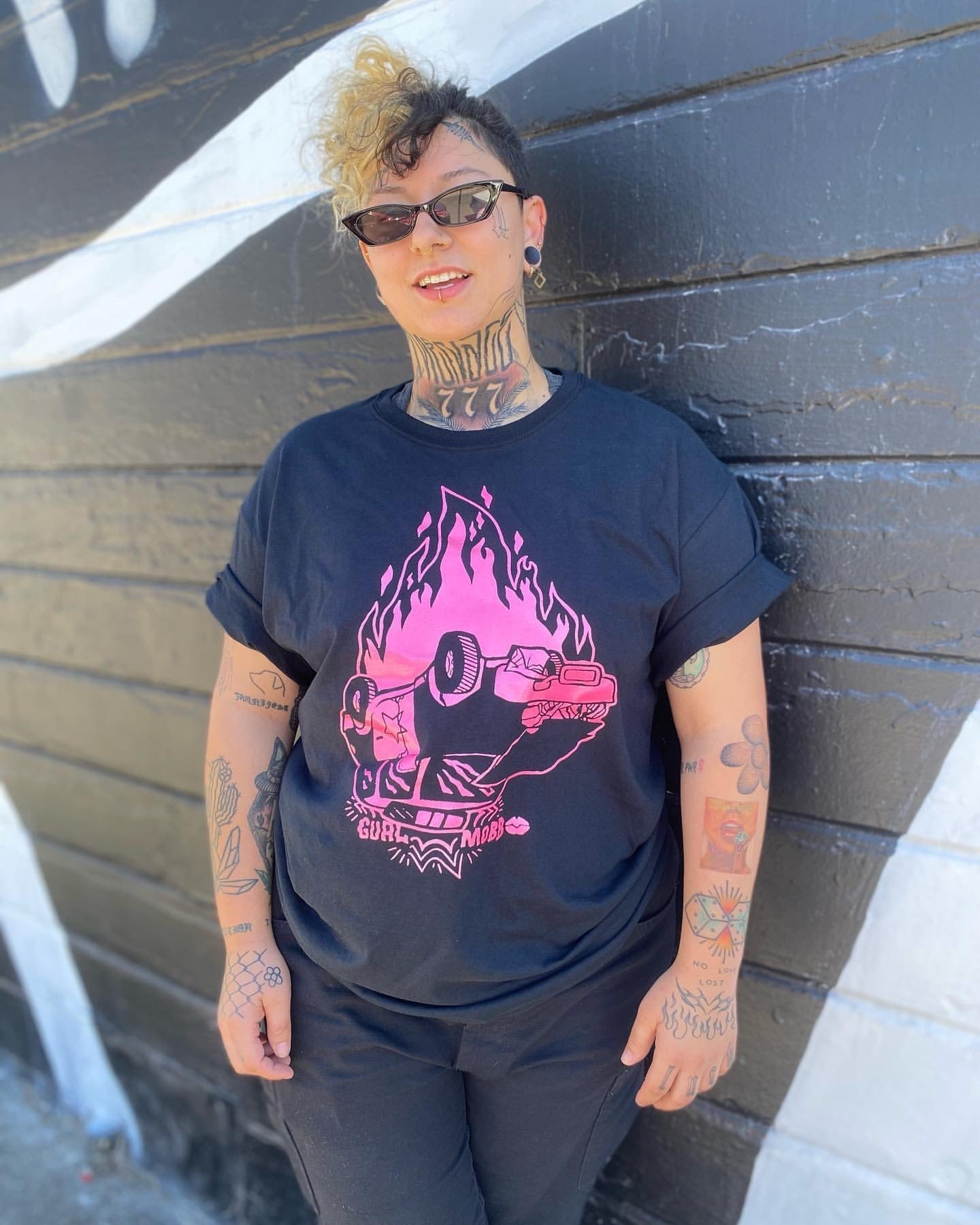 Girl Mobb "Burning Cop Car" T-shirt